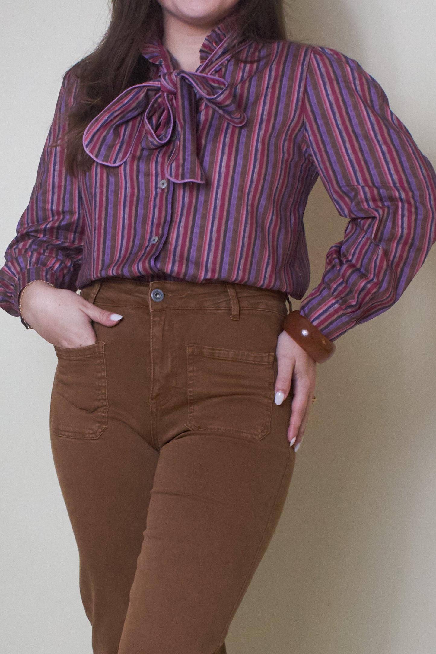 Camisa Laçada às Riscas