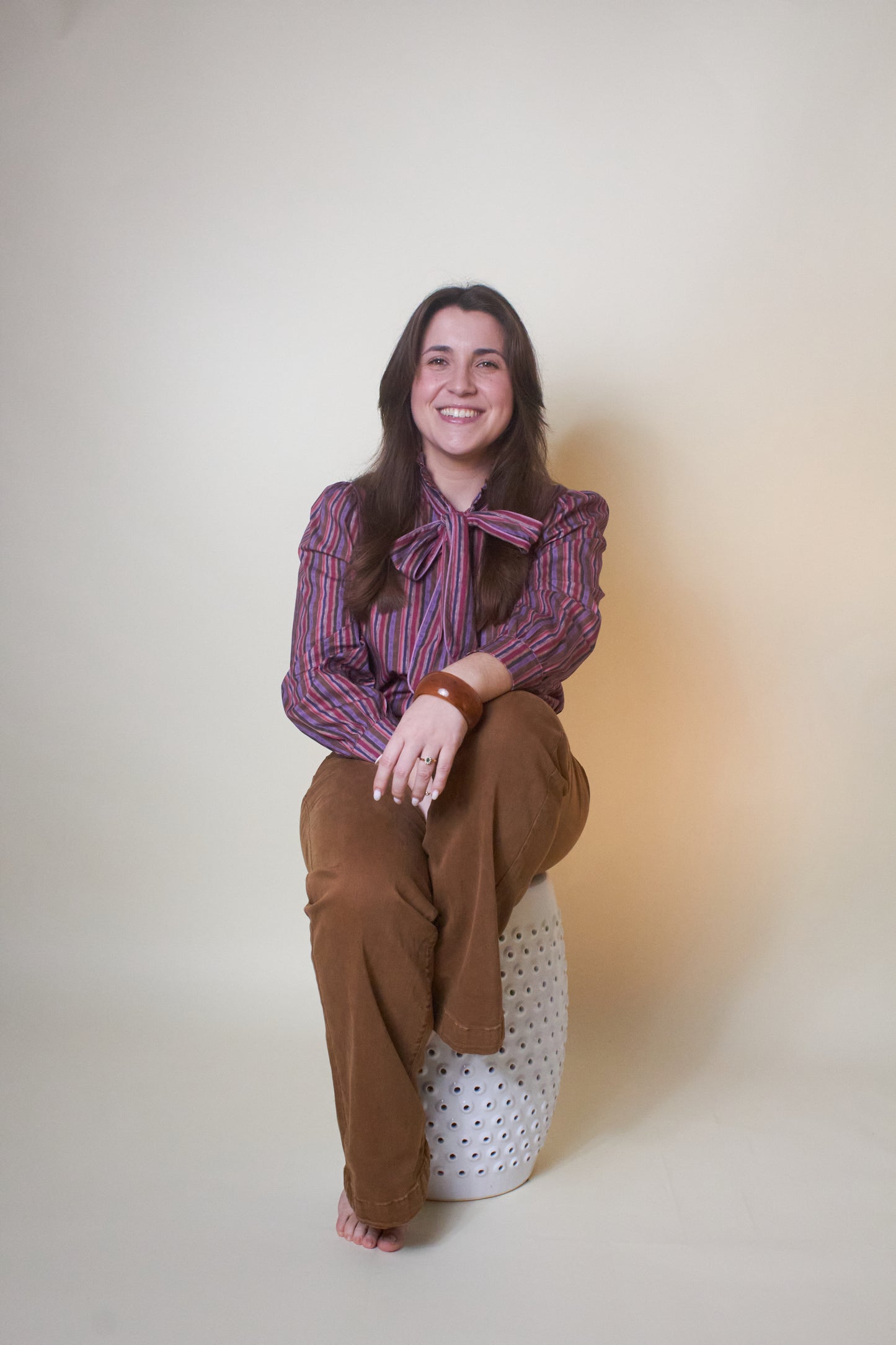 Camisa Laçada às Riscas