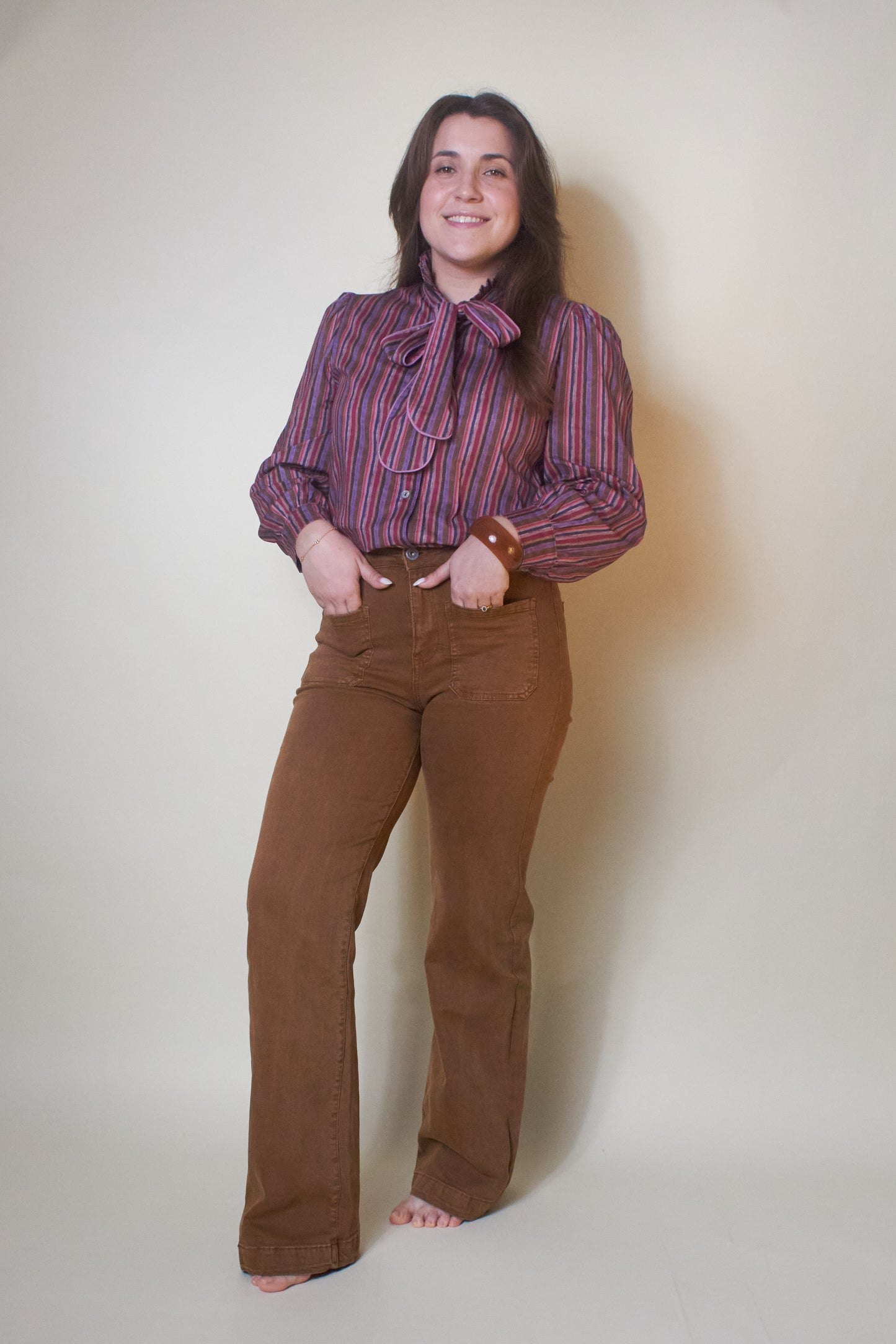 Camisa Laçada às Riscas